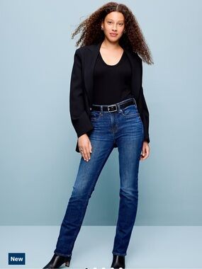 Old Navy Blue Denim Mid Rise Straight Leg Jeans 18 Long